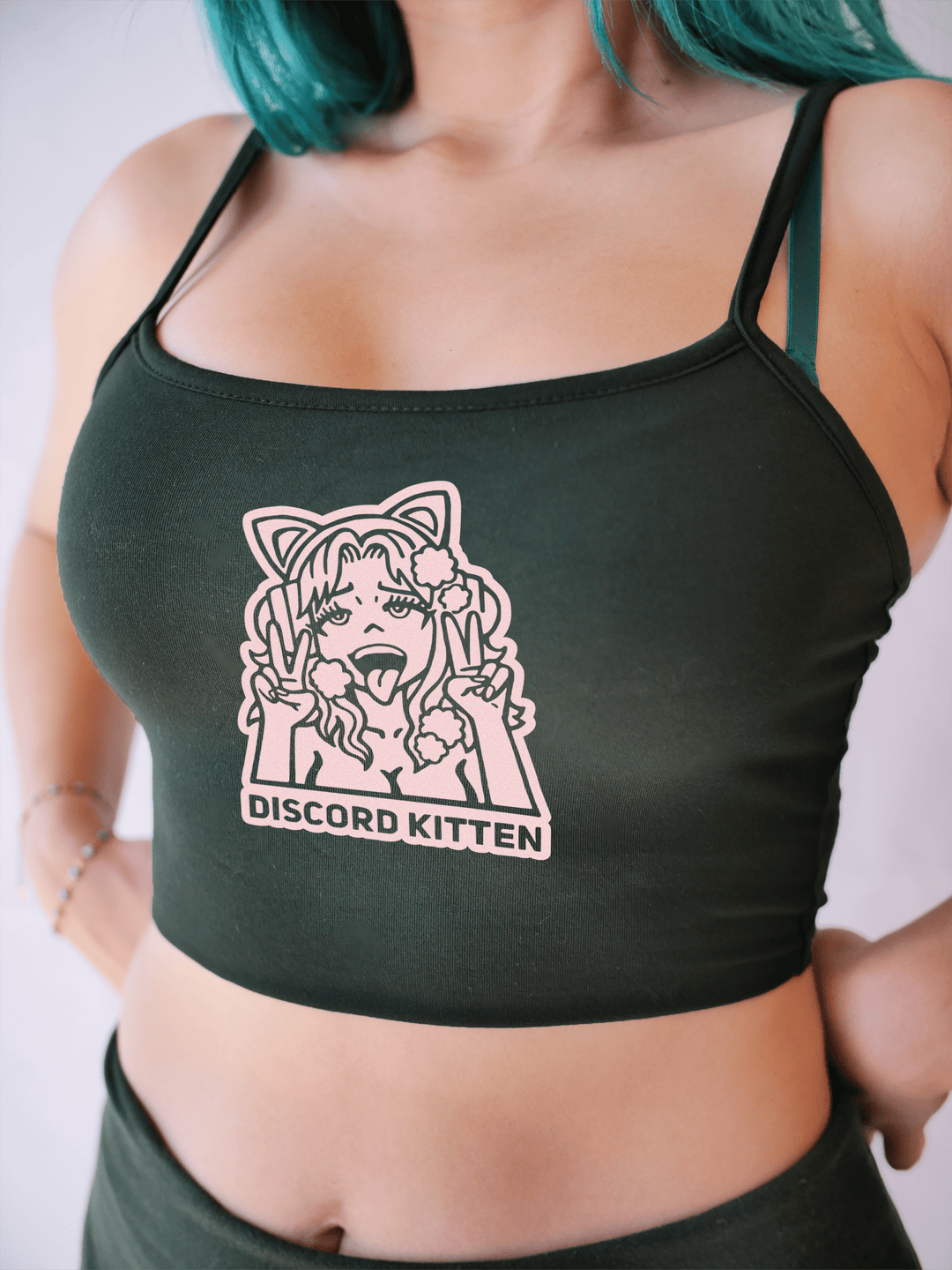 PixelThat Crop Top S / Dark Green Discord Kitten Crop Top