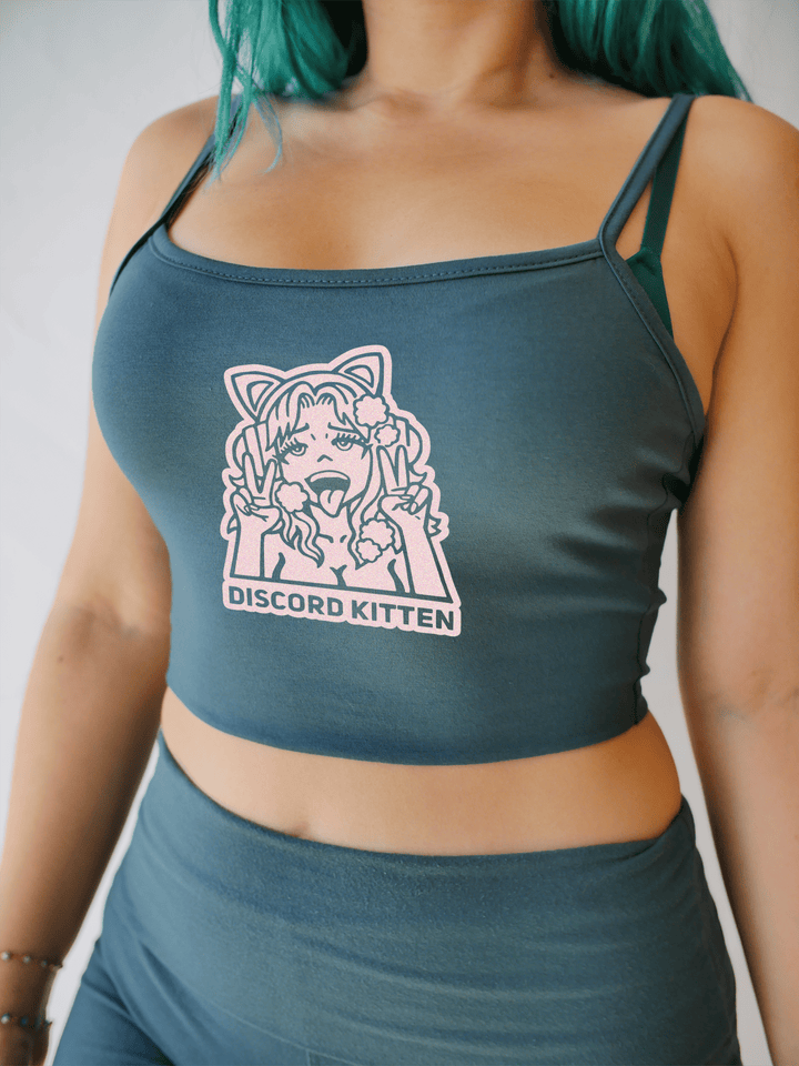PixelThat Crop Top S / Dusk Teal Discord Kitten Crop Top