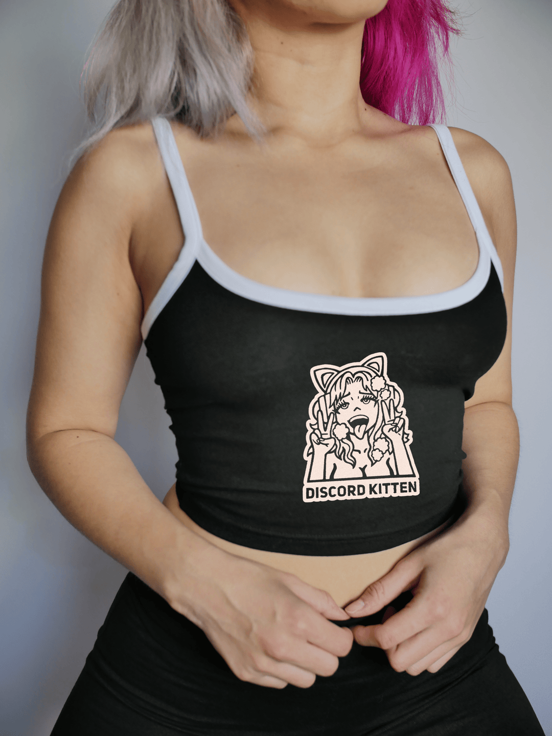 PixelThat Punderwear Tops Black / Small Discord Kitten Crop Top
