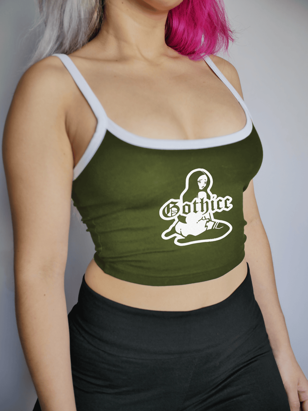 PixelThat Punderwear Tops Olive / Small Gothicc Crop Top