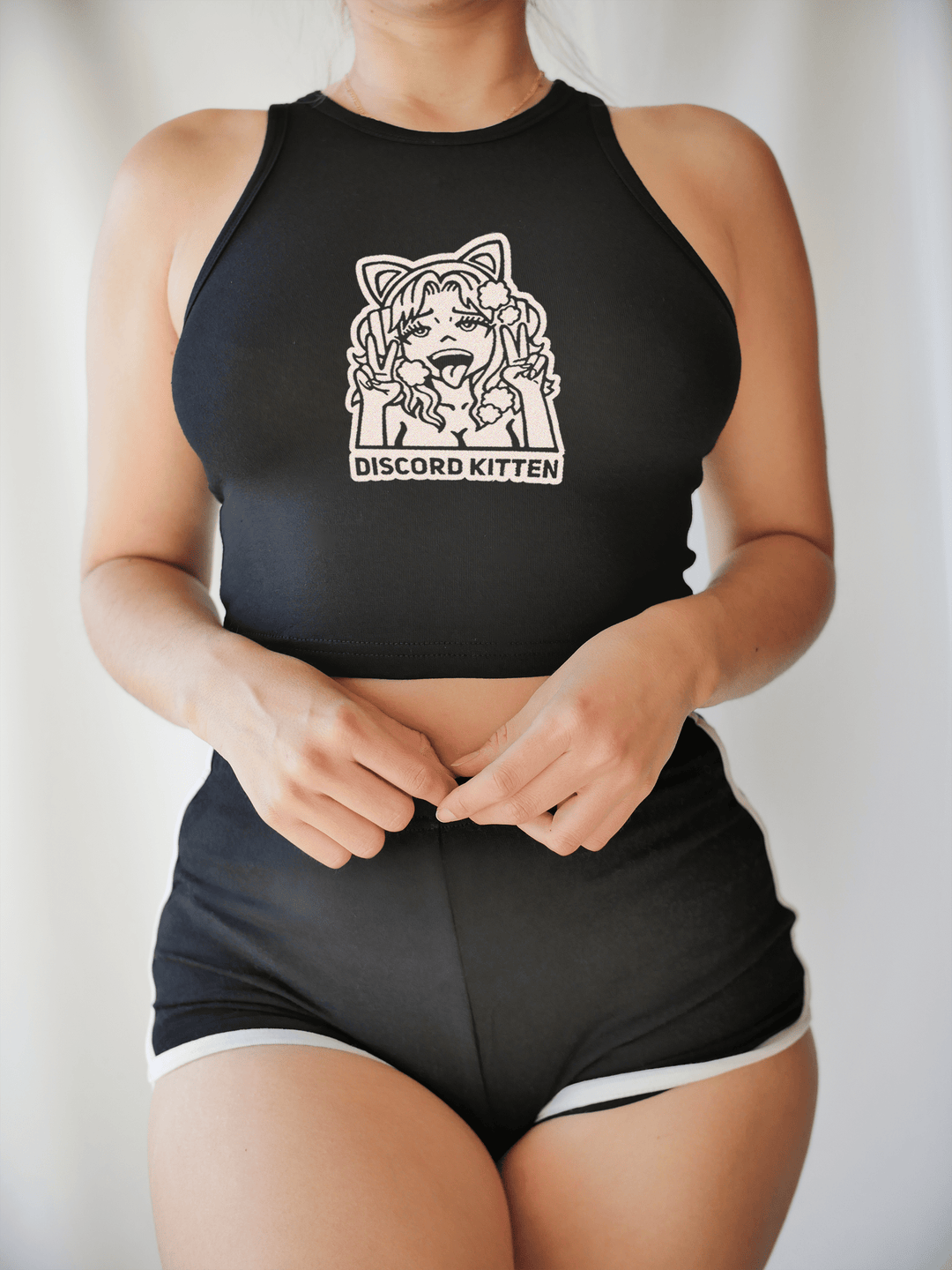 PixelThat Tank Top Black / S Discord Kitten Cropped Tank Top