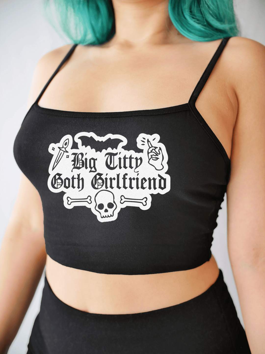PixelThat Crop Top S / Black Big Titty Goth GF Crop Top
