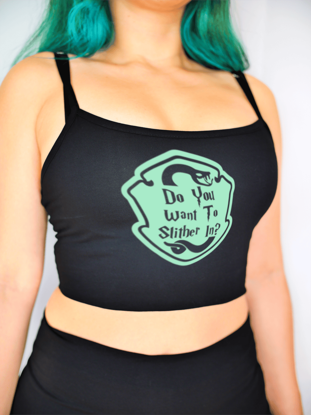 PixelThat Crop Top S / Black Do You Want To Slither In? Crop Top