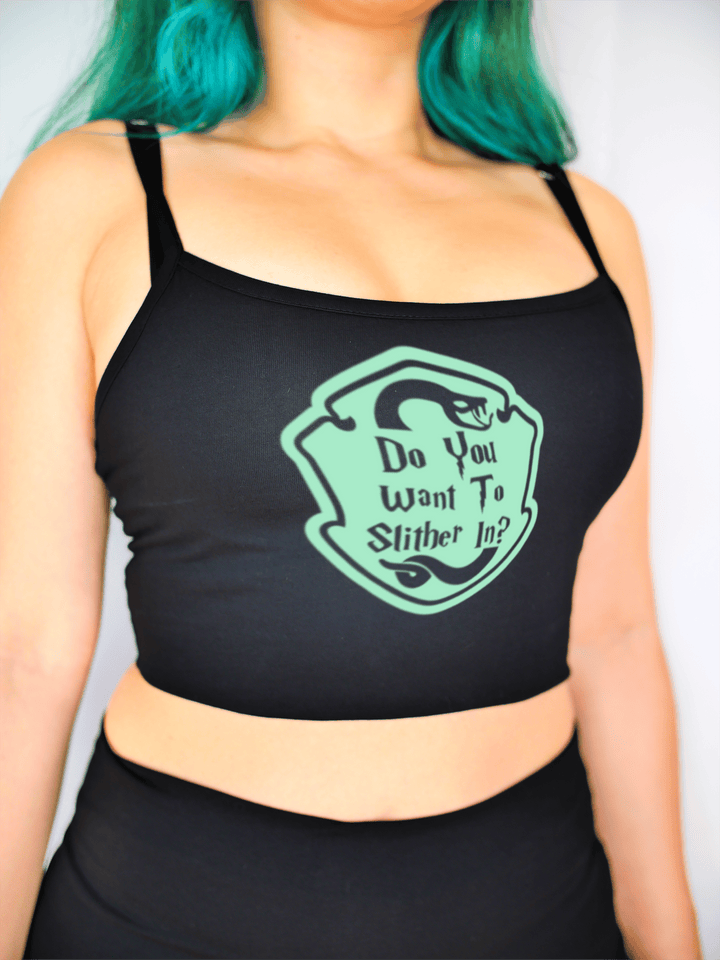 PixelThat Crop Top S / Black Do You Want To Slither In? Crop Top