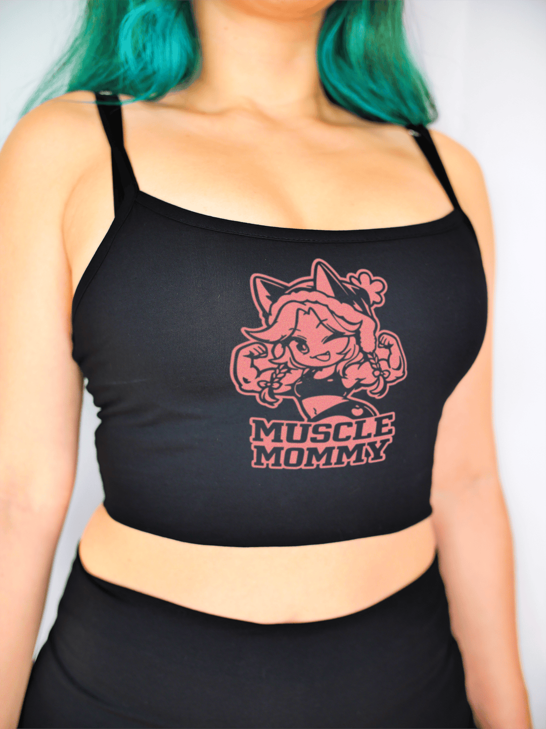PixelThat Crop Top S / Black Muscle Mommy Crop Top