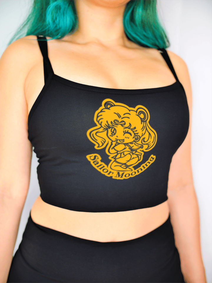 PixelThat Crop Top S / Black Sailor Mooning Crop Top