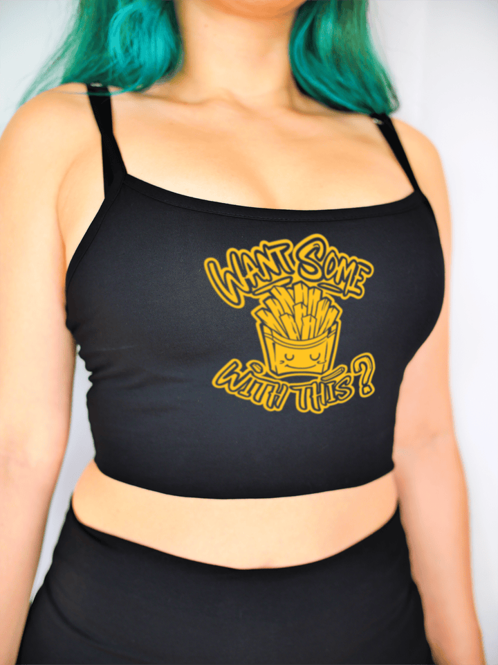 PixelThat Crop Top S / Black Want Some Fries With This? Crop Top