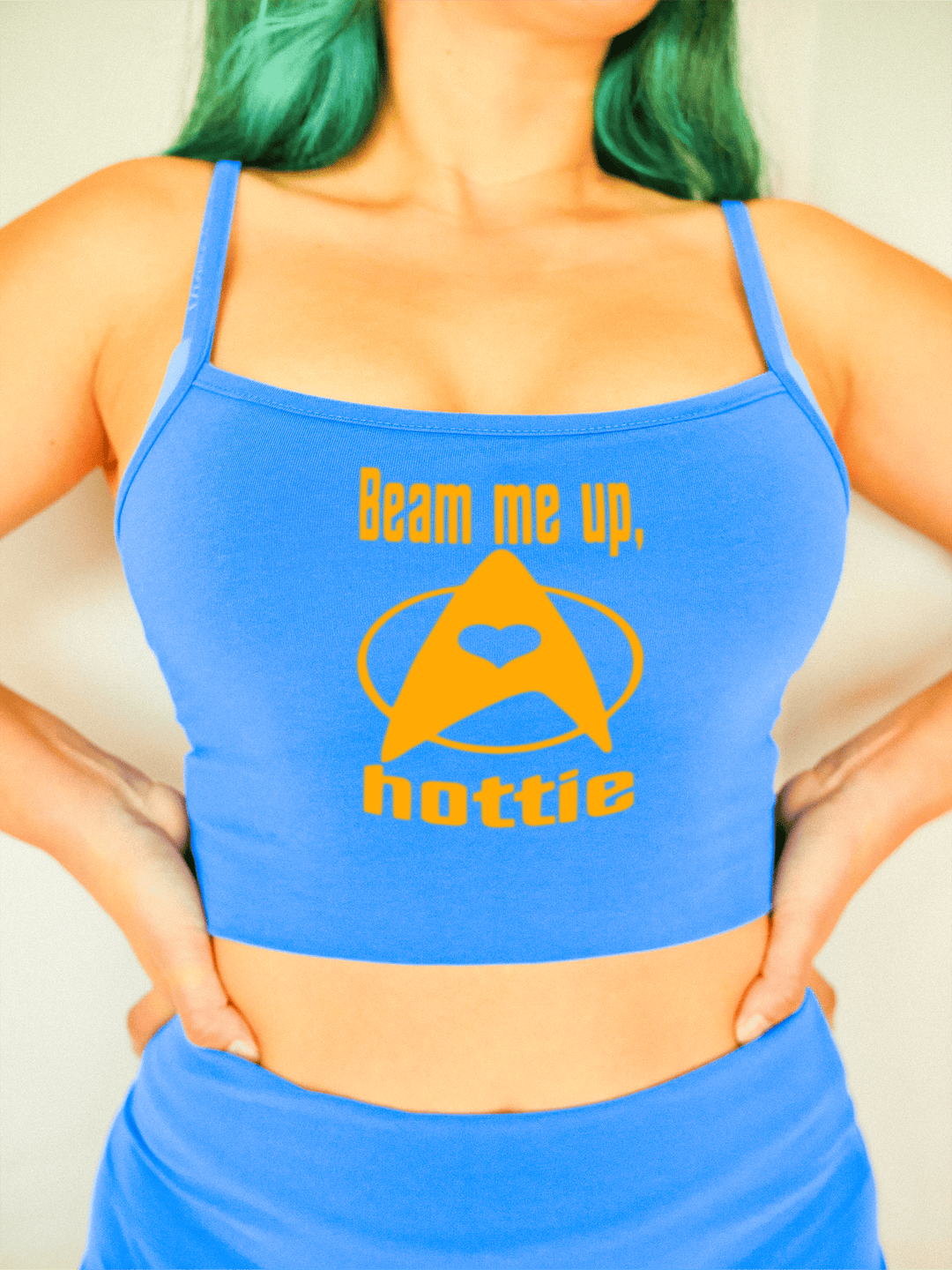 PixelThat Crop Top S / Blueberry Beam Me Up Hottie Crop Top