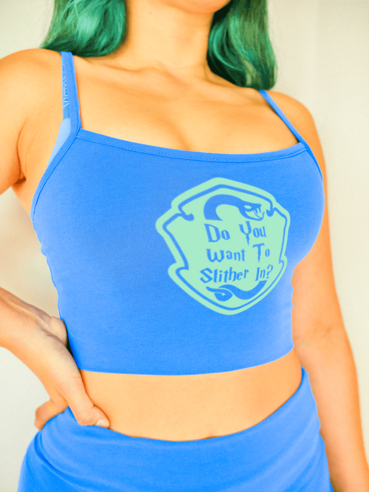 PixelThat Crop Top S / Blueberry Do You Want To Slither In? Crop Top