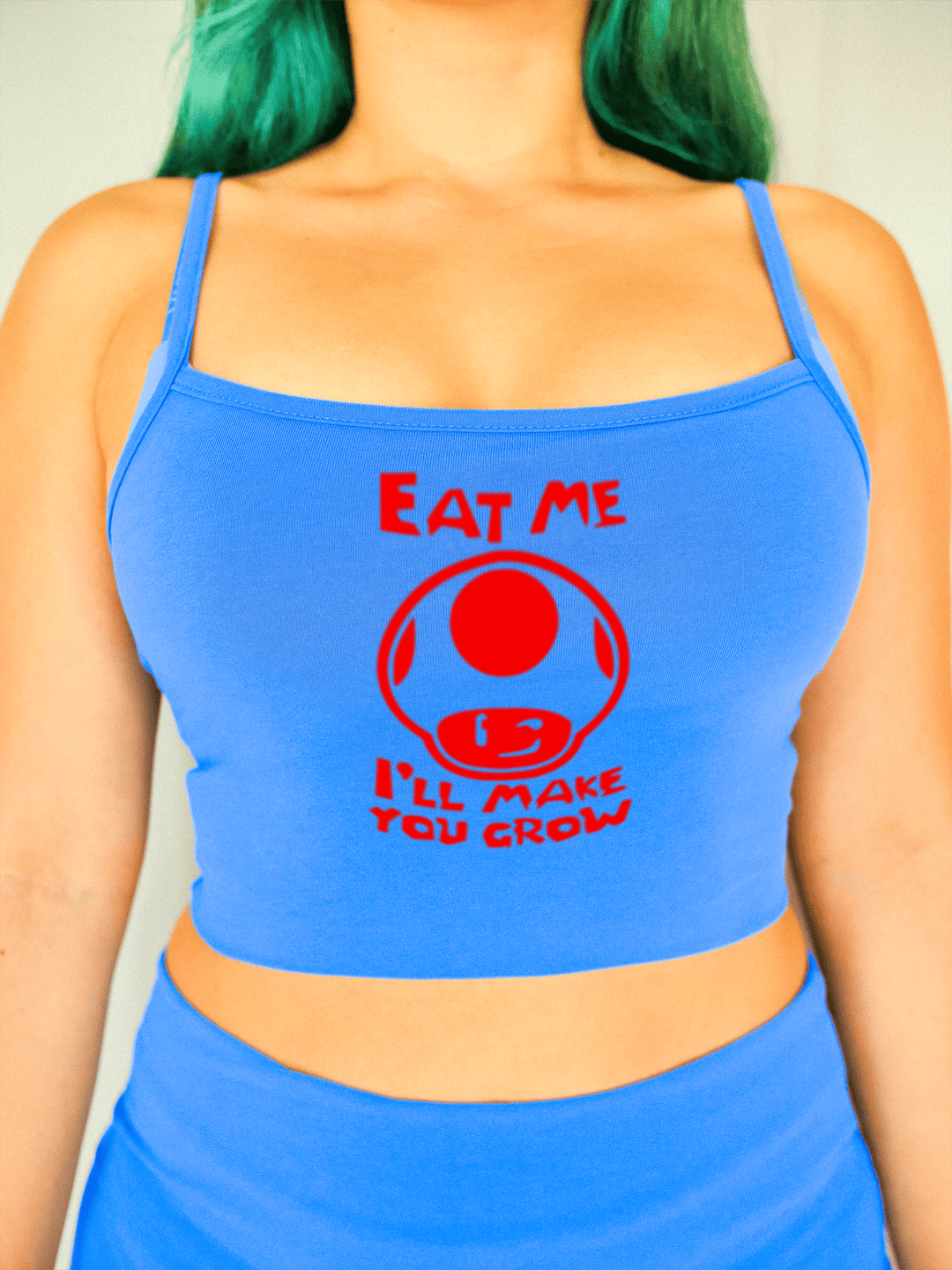 PixelThat Crop Top S / Blueberry Red Mushroom Crop Top