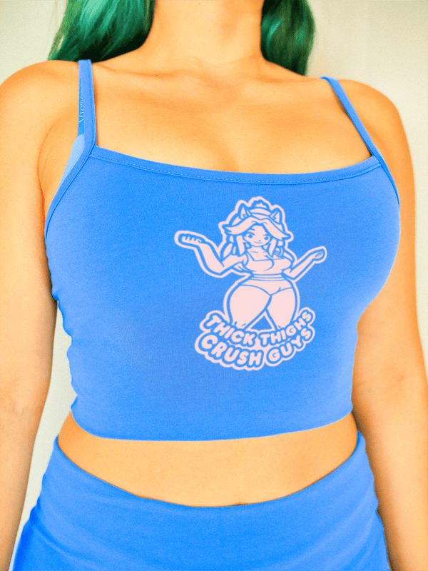 PixelThat Crop Top S / Blueberry Thick Thighs Crush Guys Crop Top