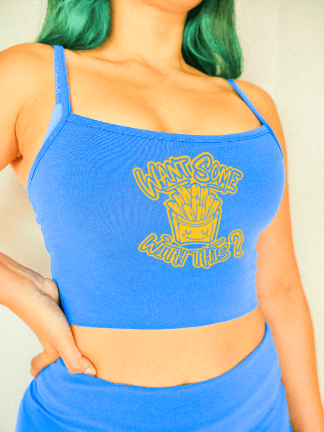 PixelThat Crop Top S / Blueberry Want Some Fries With This? Crop Top