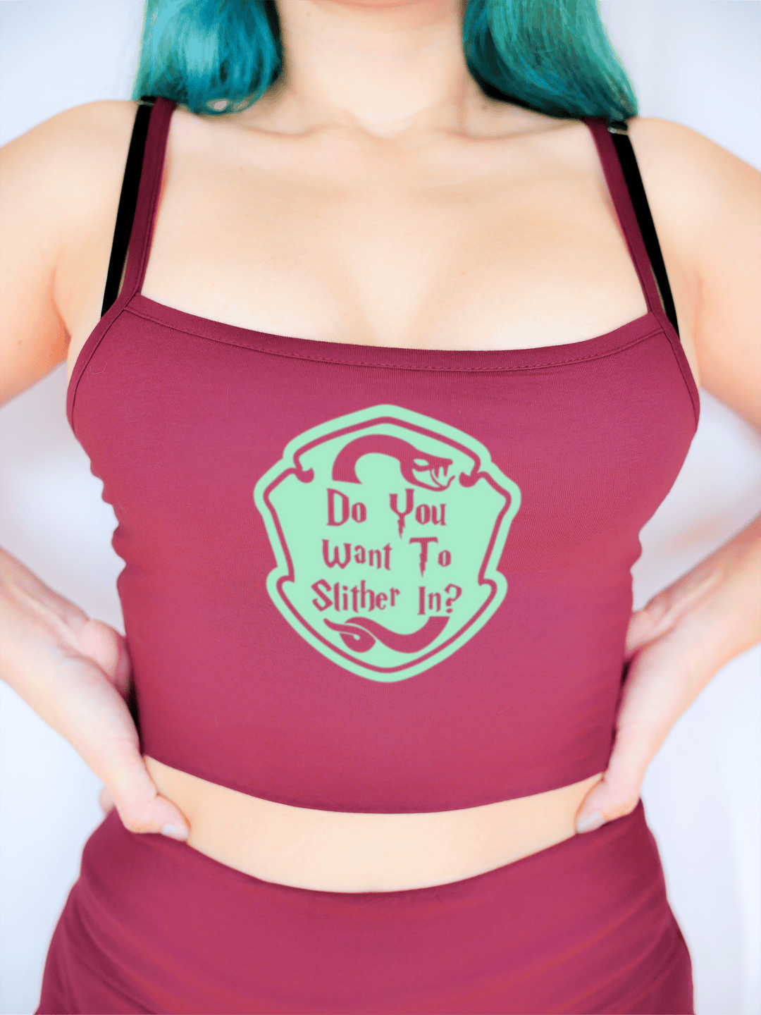 PixelThat Crop Top S / Burgundy Do You Want To Slither In? Crop Top