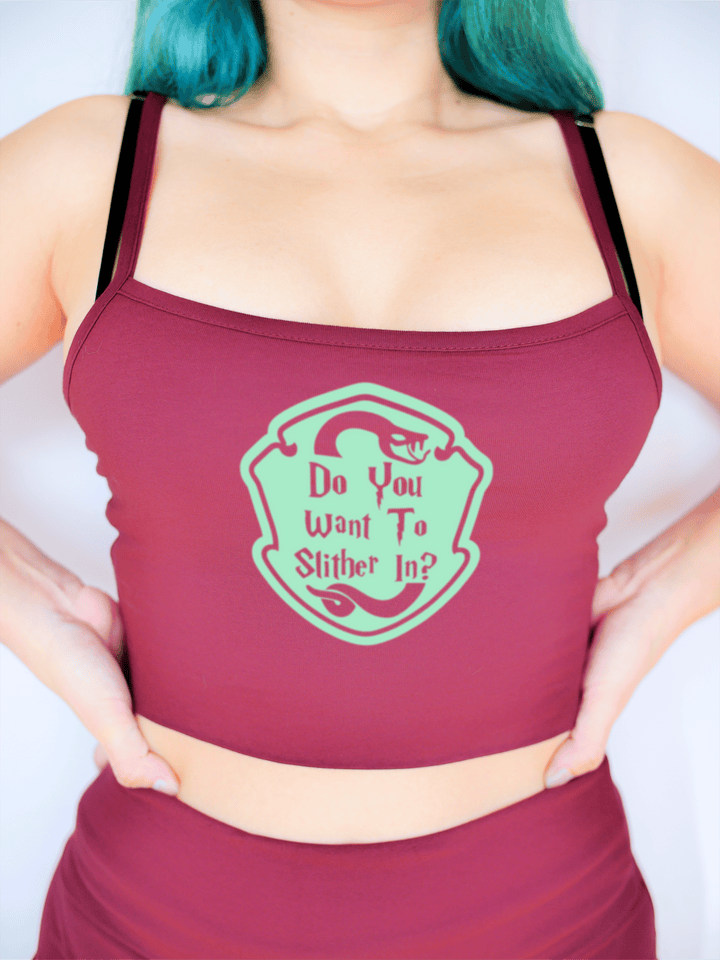 PixelThat Crop Top S / Burgundy Do You Want To Slither In? Crop Top