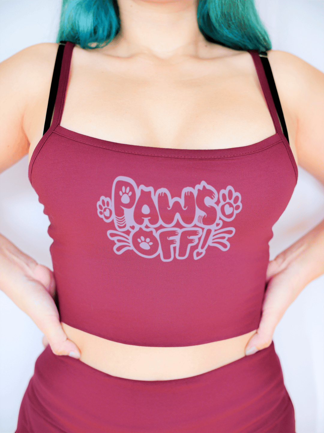 PixelThat Crop Top S / Burgundy Paws Off Crop Top