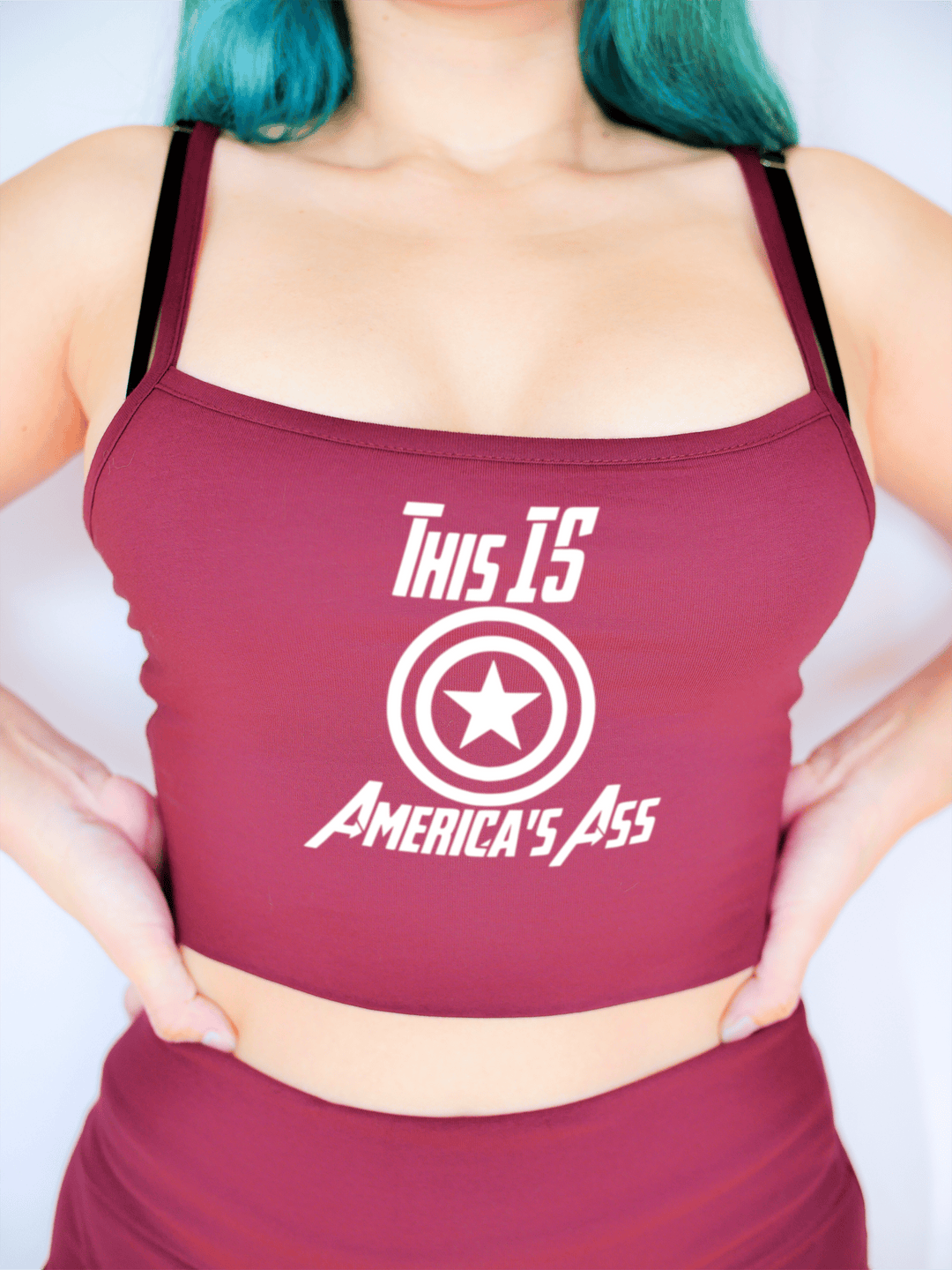 PixelThat Crop Top S / Burgundy This Is America's Ass Crop Top