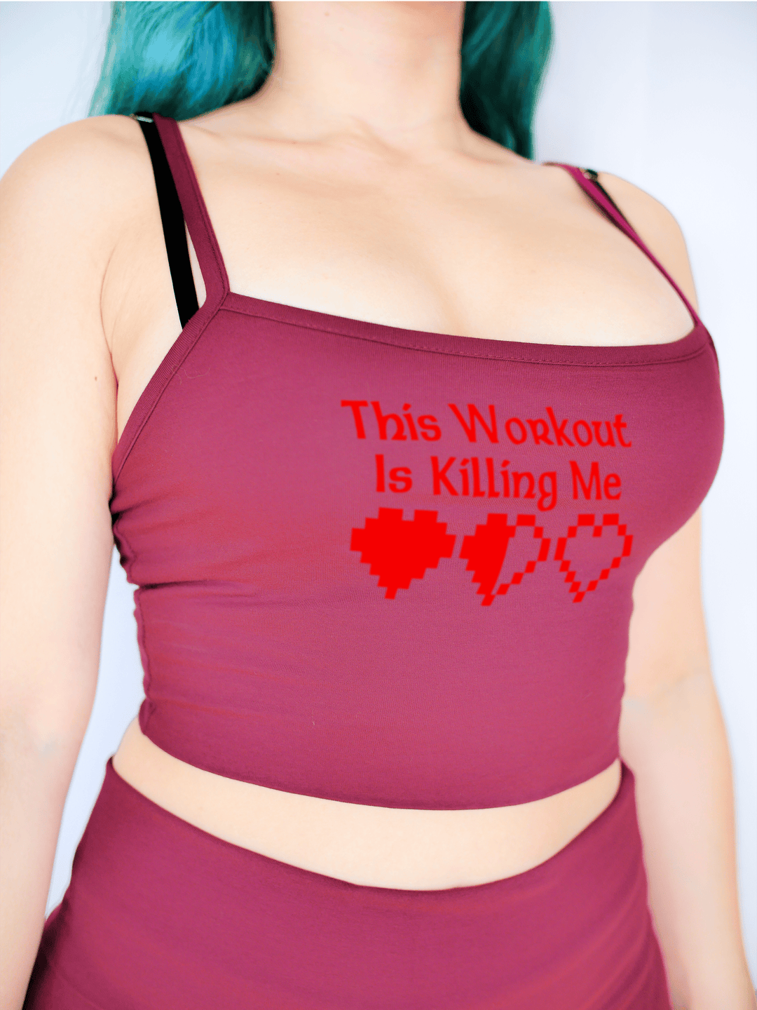 PixelThat Crop Top S / Burgundy This Workout Is Killing Me Crop Top