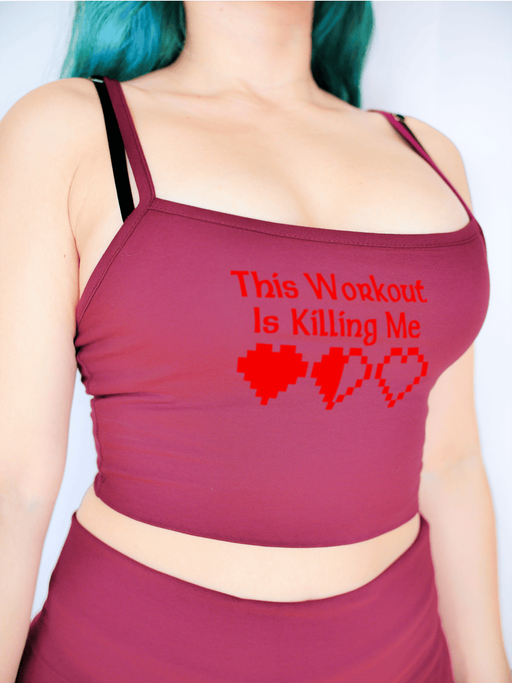 PixelThat Crop Top S / Burgundy This Workout Is Killing Me Crop Top