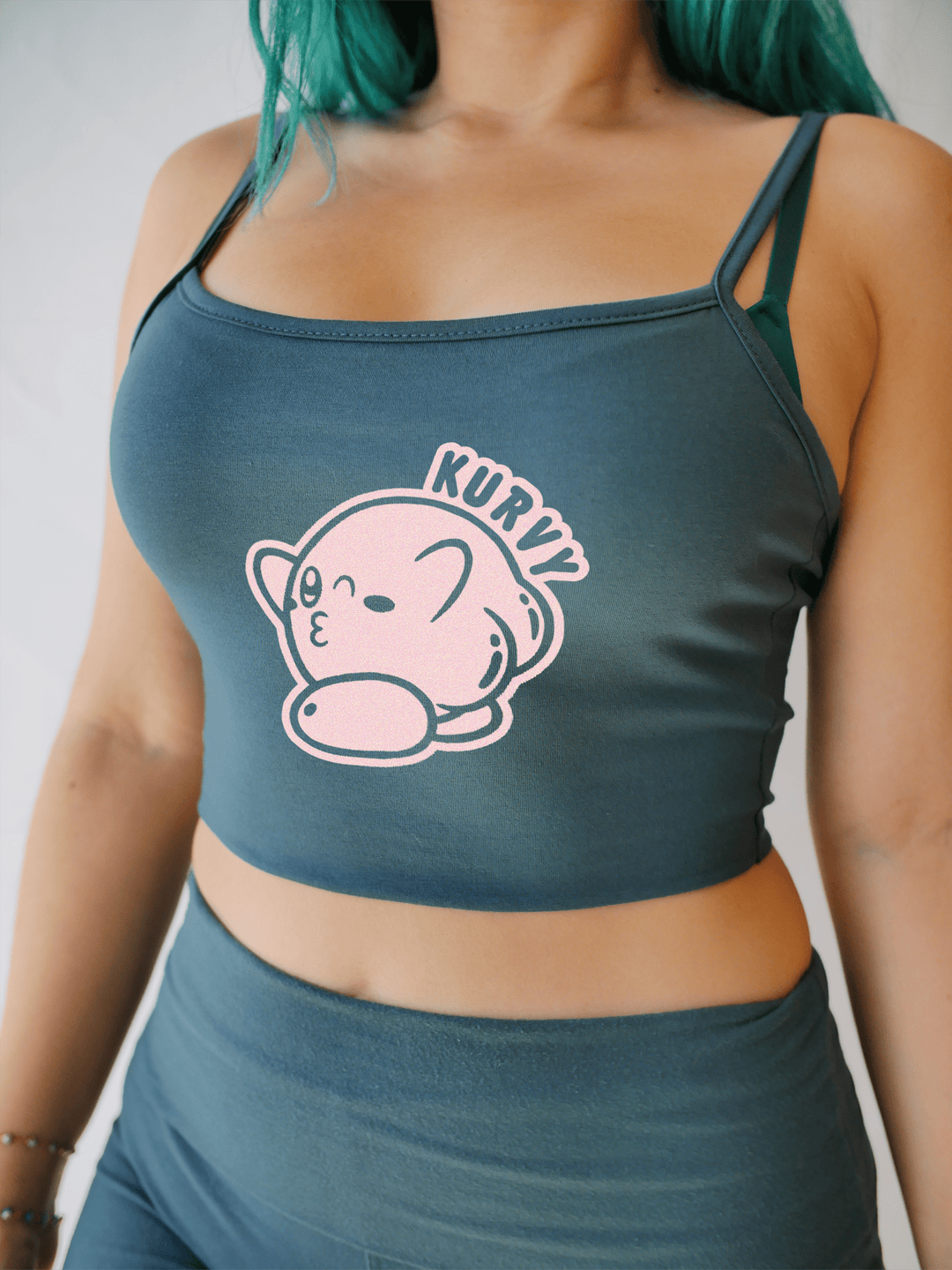 PixelThat Crop Top S / Dusk Teal Kurvy Crop Top