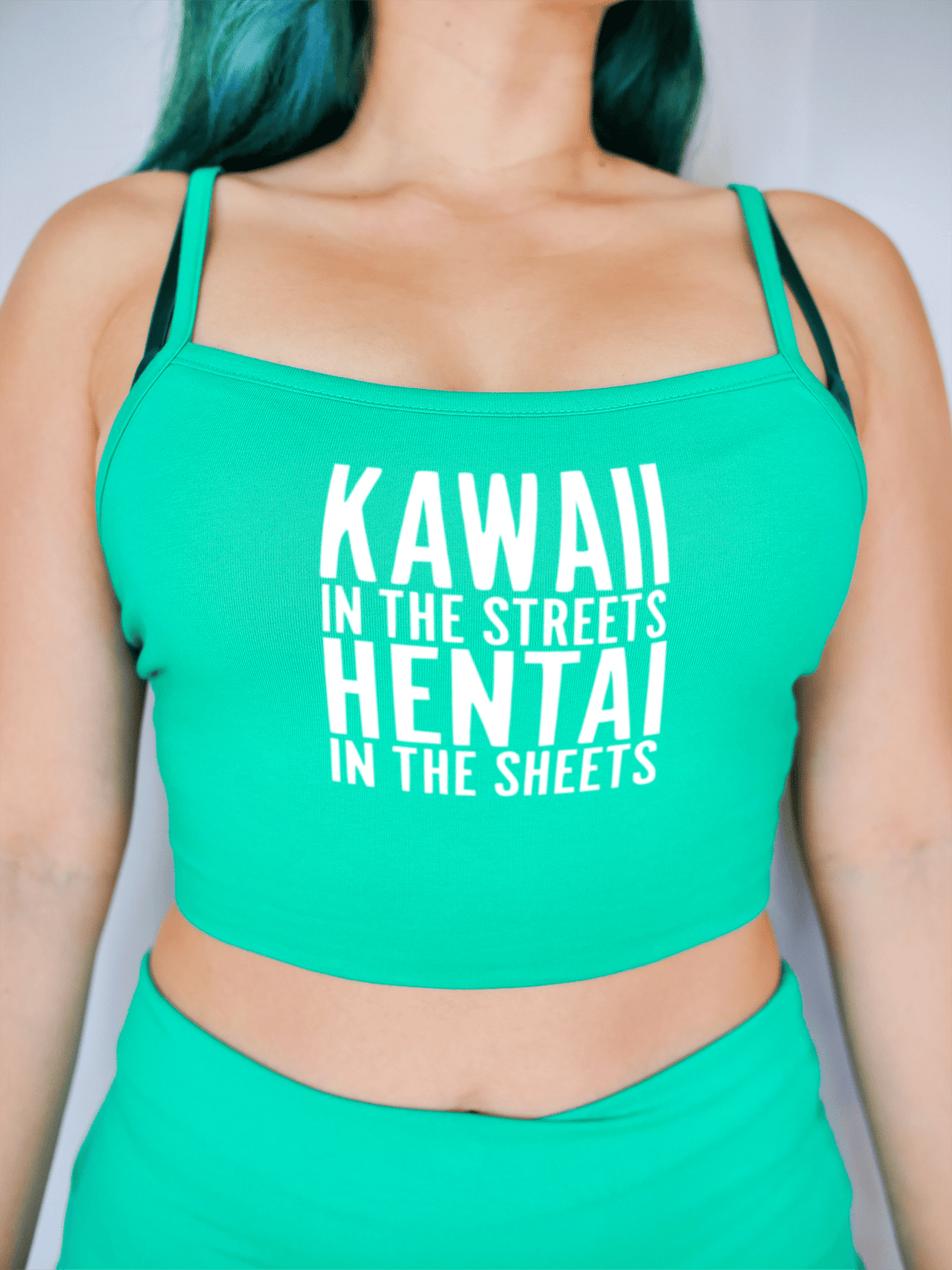 PixelThat Crop Top S / Emerald Kawaii In The Streets Crop Top