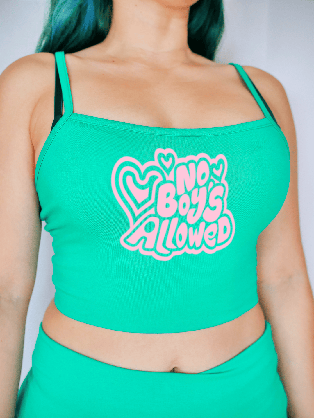 PixelThat Crop Top S / Emerald No Boys Allowed Crop Top