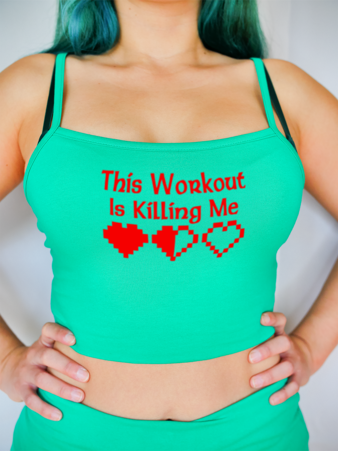 PixelThat Crop Top S / Emerald This Workout Is Killing Me Crop Top