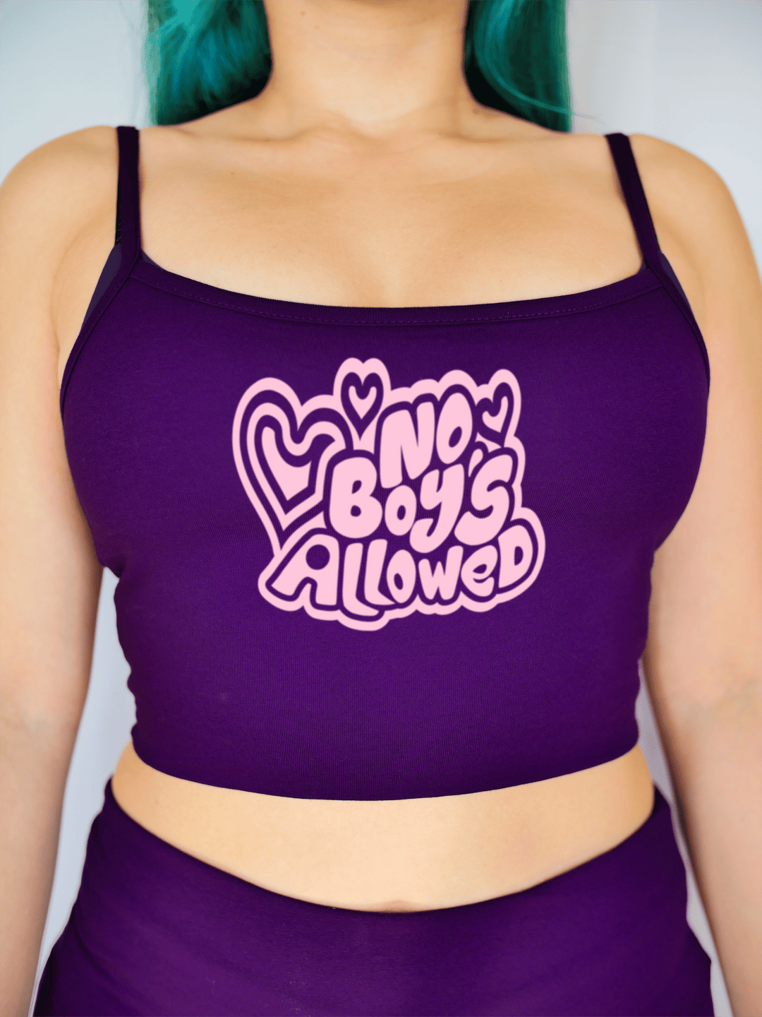 PixelThat Crop Top S / Ultra Violet No Boys Allowed Crop Top