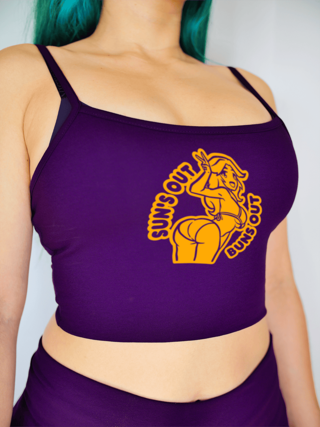 PixelThat Crop Top Suns Out Buns Out Crop Top