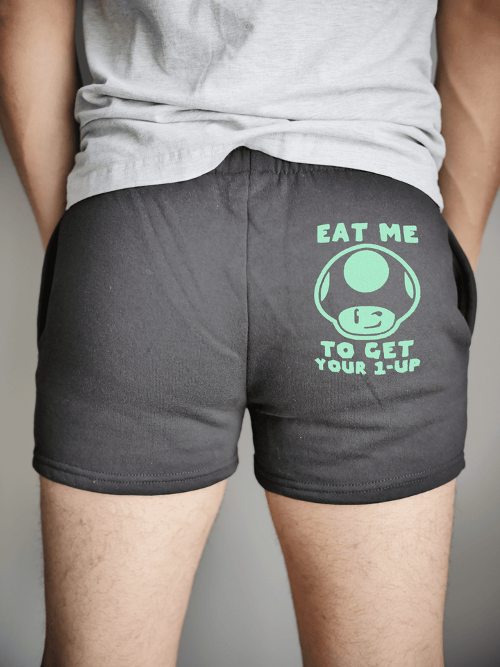 PixelThat Punderwear Shorts Black / S / Back Green Mushroom Men's Gym Shorts