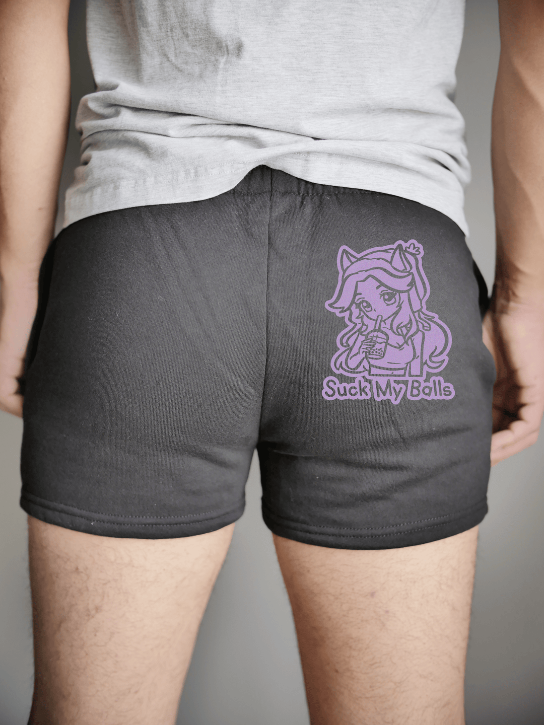 PixelThat Punderwear Shorts Black / S / Back Suck My Balls Men's Gym Shorts