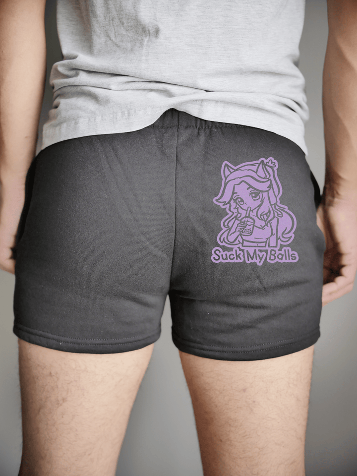 PixelThat Punderwear Shorts Black / S / Back Suck My Balls Men's Gym Shorts