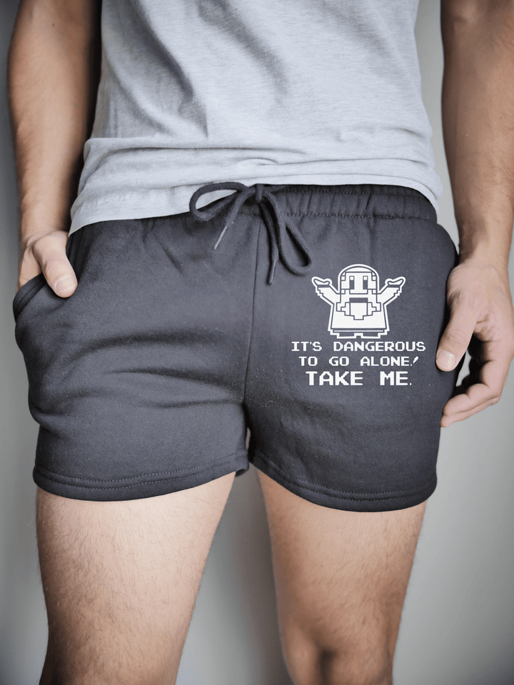 PixelThat Punderwear Shorts Black / S / Front It's Dangerous, Take Me Men's Gym Shorts