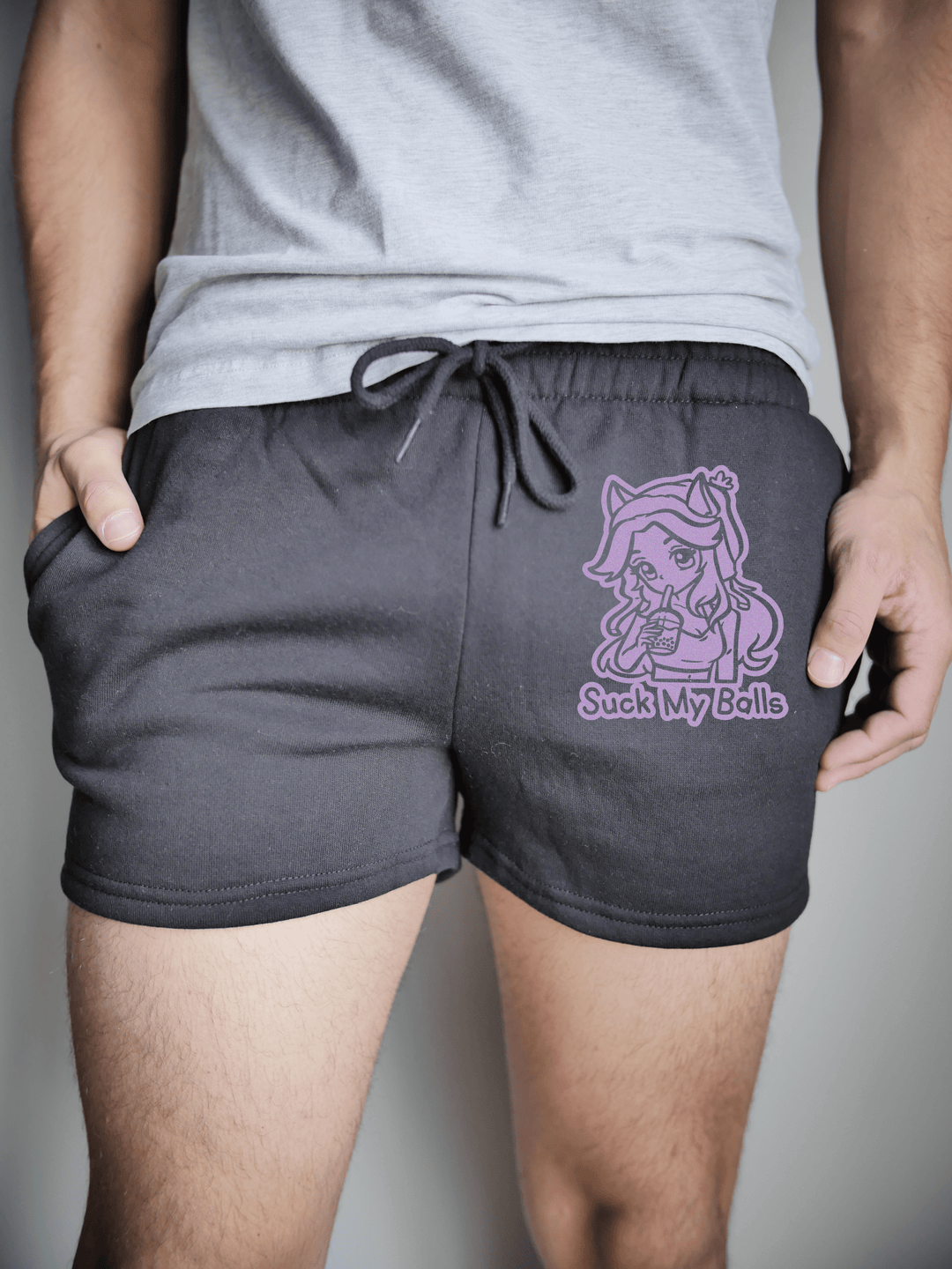 PixelThat Punderwear Shorts Black / S / Front Suck My Balls Men's Gym Shorts