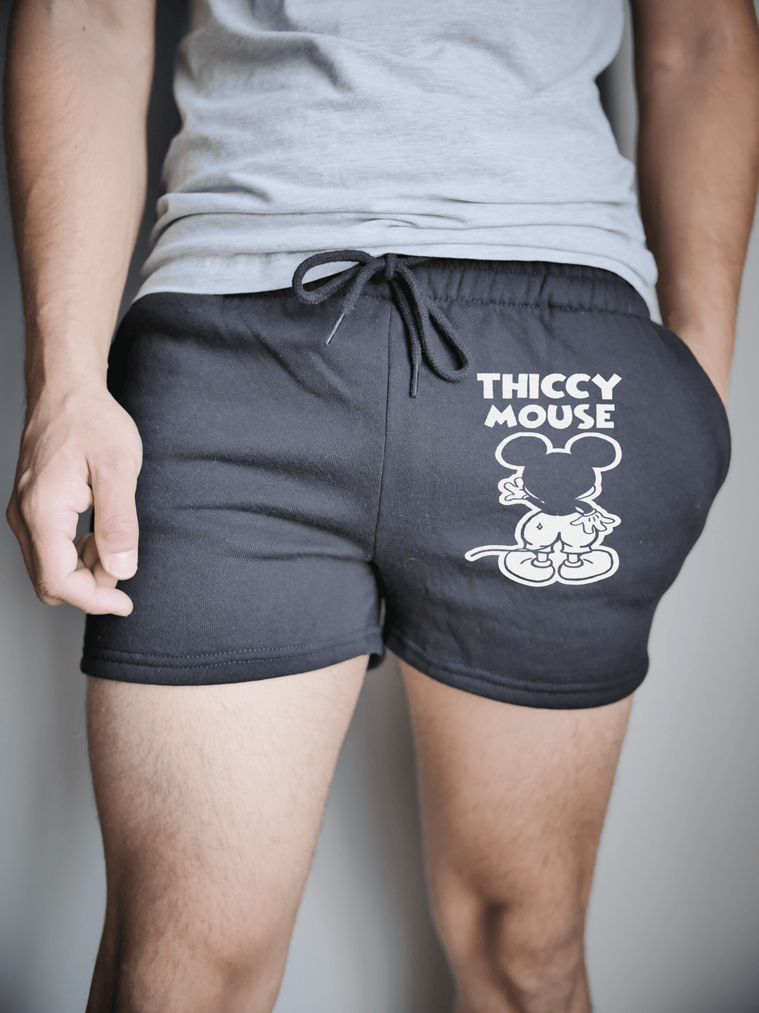 PixelThat Punderwear Shorts Black / S / Front Thiccy Mouse Men's Gym Shorts