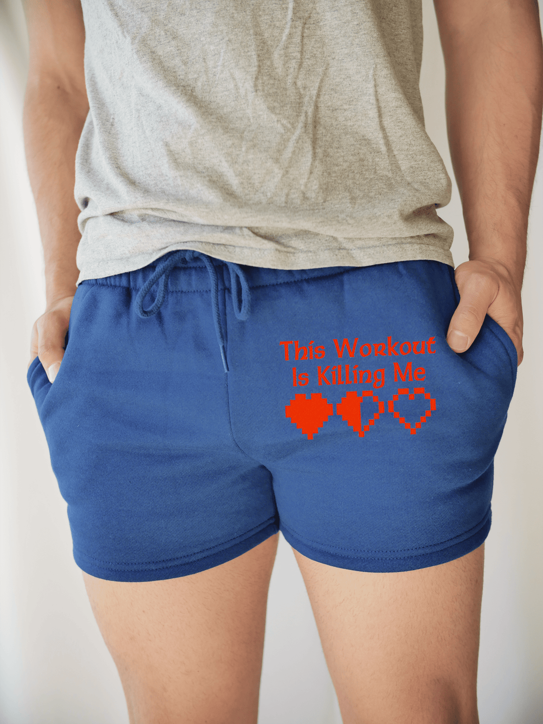 PixelThat Punderwear Shorts Royal Blue / S / Front This Workout Is Killing Me Men's Gym Shorts