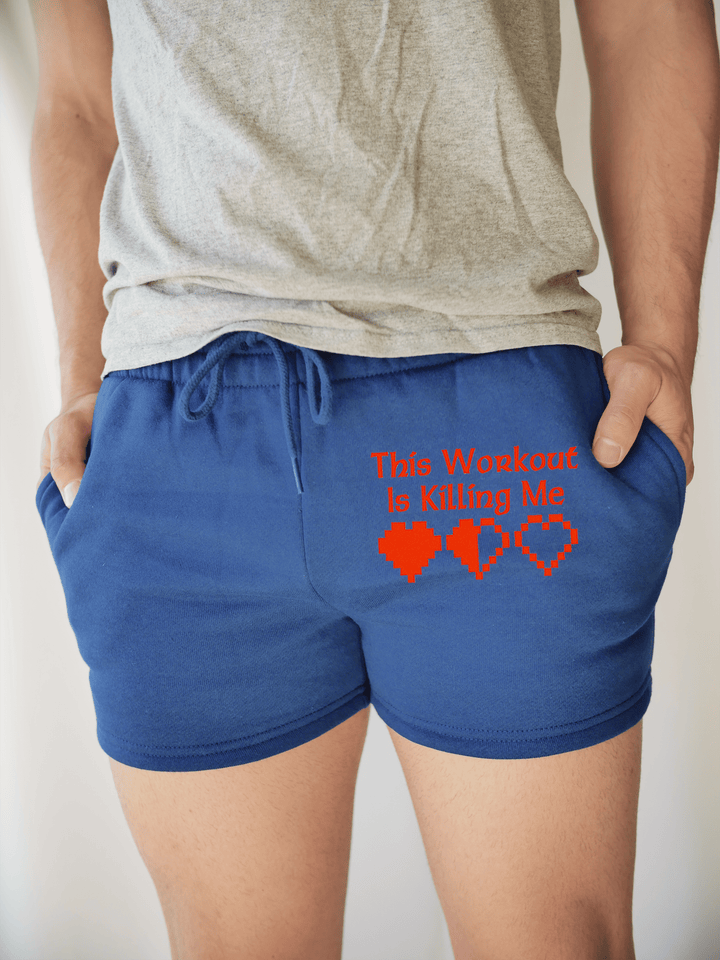 PixelThat Punderwear Shorts Royal Blue / S / Front This Workout Is Killing Me Men's Gym Shorts