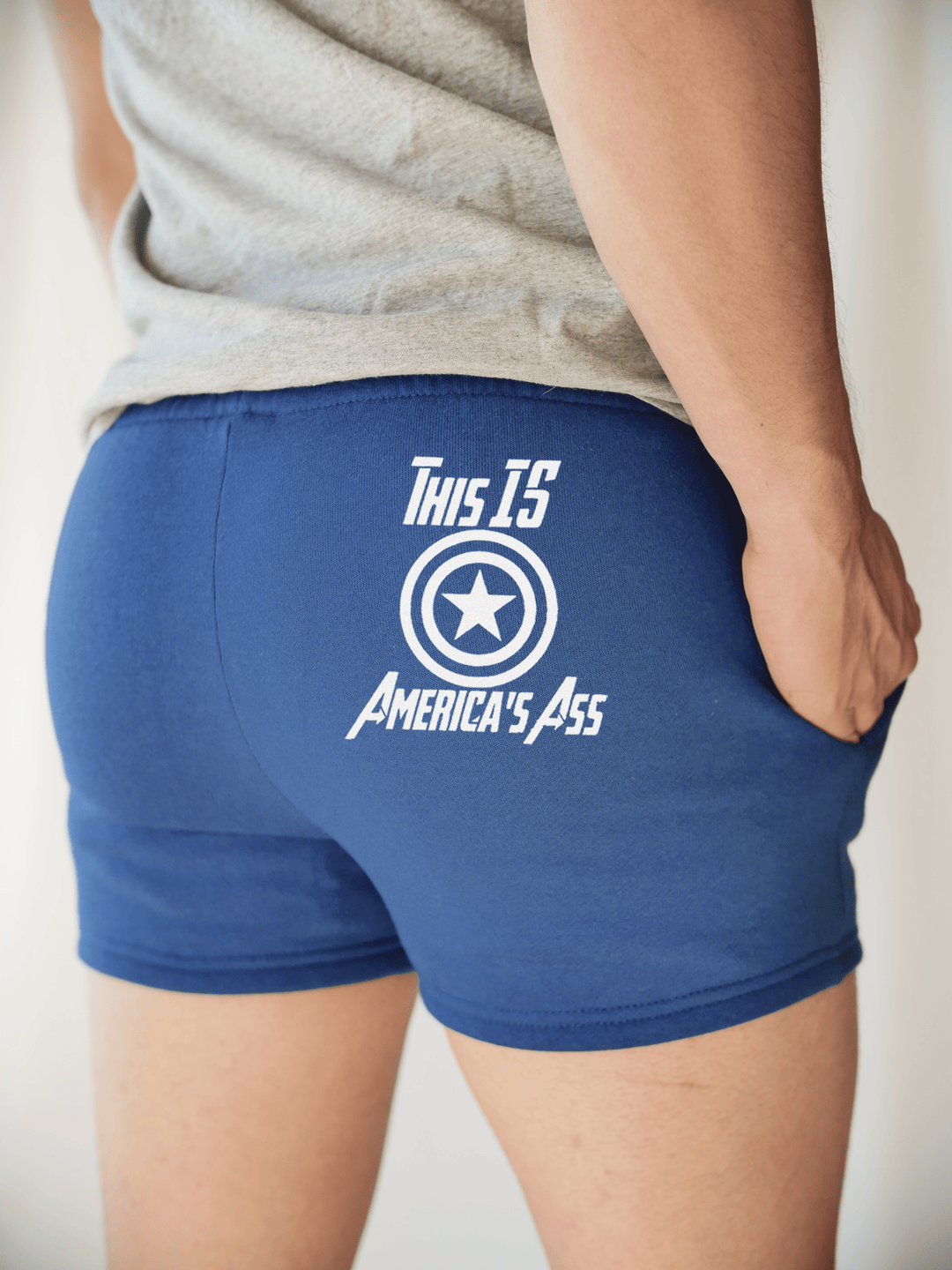 PixelThat Punderwear Shorts Royal Blue / Sm / Back This Is America's Ass Men's Gym Shorts