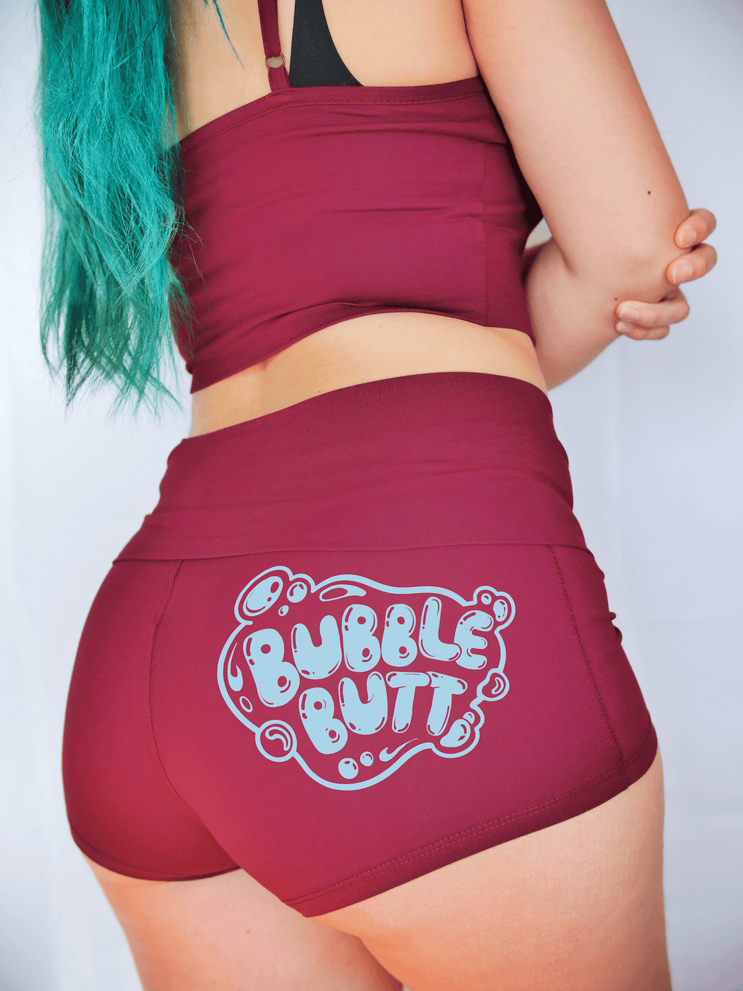 PixelThat Punderwear Yoga Shorts S / Burgundy Bubble Butt Yoga Shorts