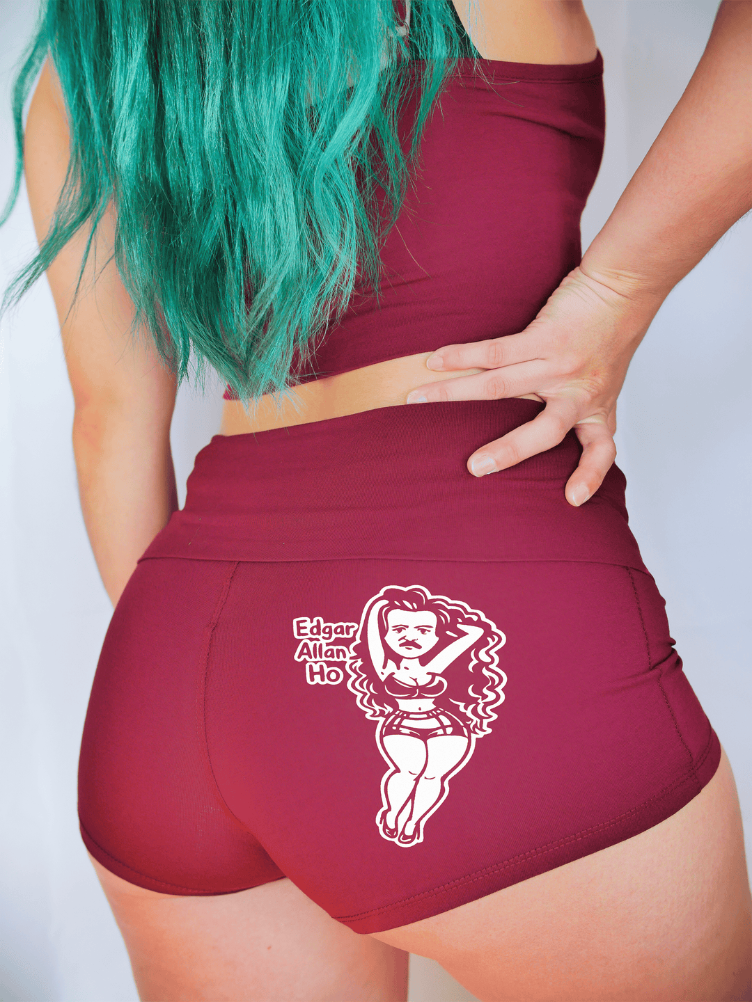PixelThat Punderwear Yoga Shorts S / Burgundy Edgar Allan Ho Yoga Short