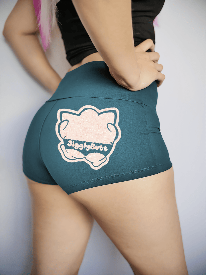 PixelThat Punderwear Yoga Shorts S / Dusk Teal JigglyBUTT Yoga Shorts