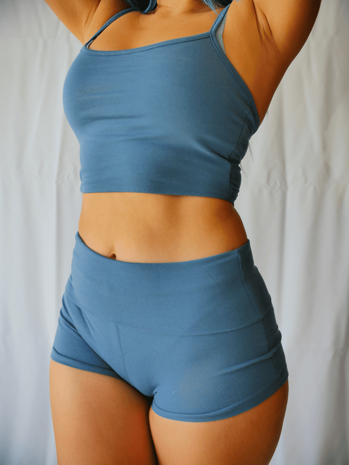 PixelThat S / S / Steel Blue Basics - Crop Top & Yoga Set