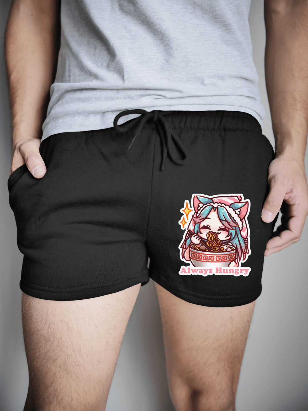 PixelThat Shorts Black / S / Front Always Hungry Pixel PJ SweatShorts