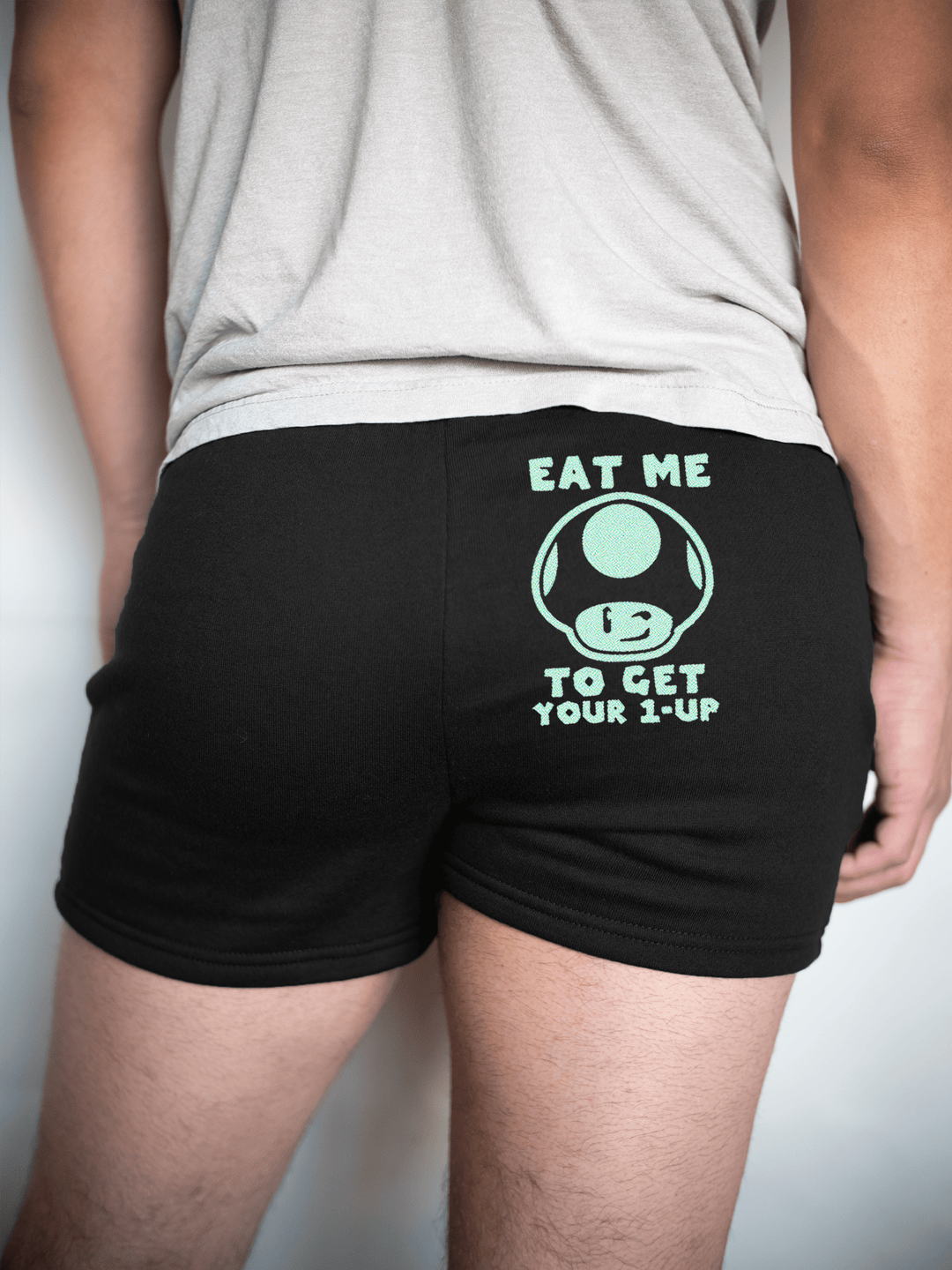 PixelThat Shorts S / Black / Back Green Mushroom Sweatshorts v2