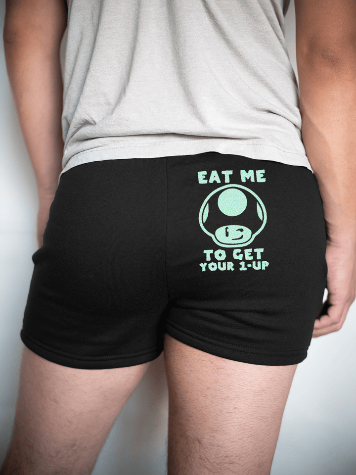 PixelThat Shorts S / Black / Back Green Mushroom Sweatshorts v2