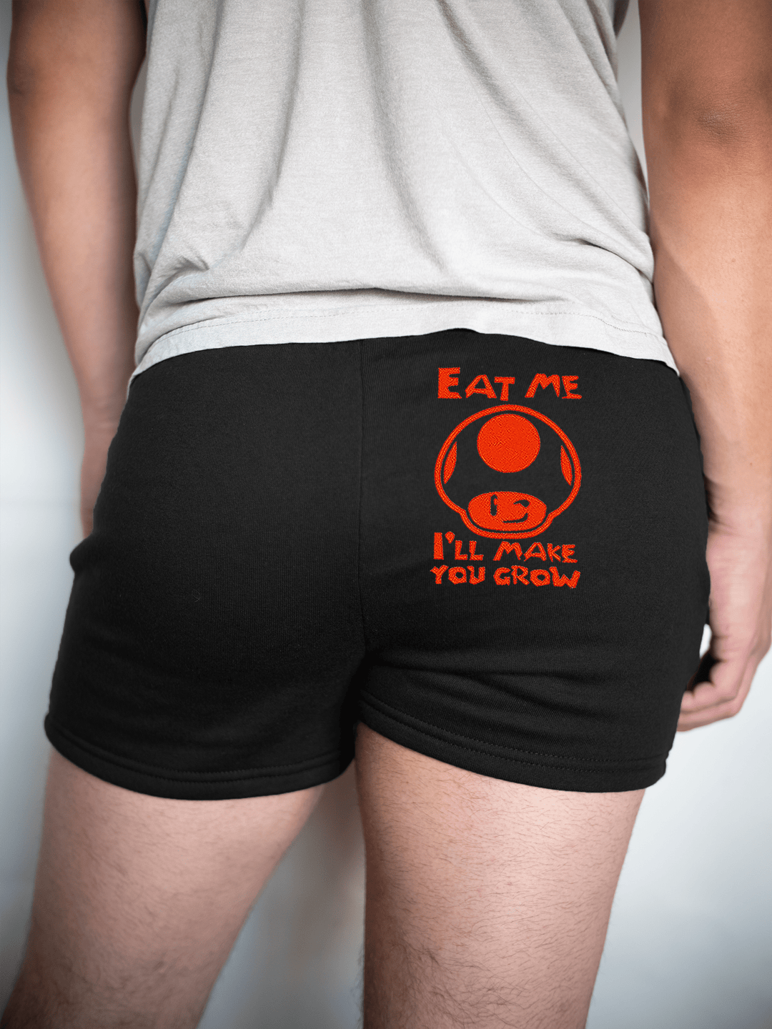 PixelThat Shorts S / Black / Back Red Mushroom Sweatshorts v2