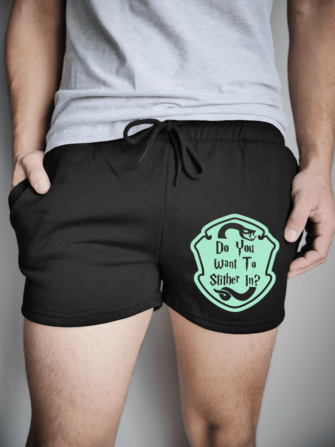 PixelThat Shorts S / Black / Front Do You Want To Slither In? v2