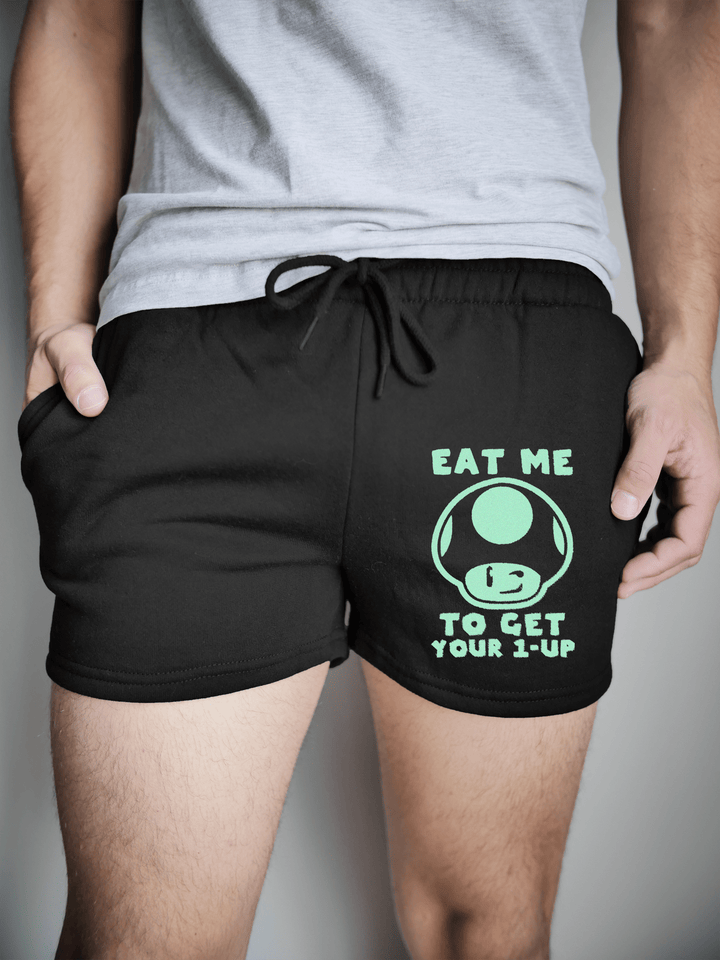 PixelThat Shorts S / Black / Front Green Mushroom Sweatshorts v2