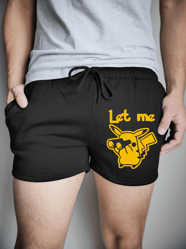 PixelThat Shorts S / Black / Front Let Me Peek-At-Chu Sweatshorts v2