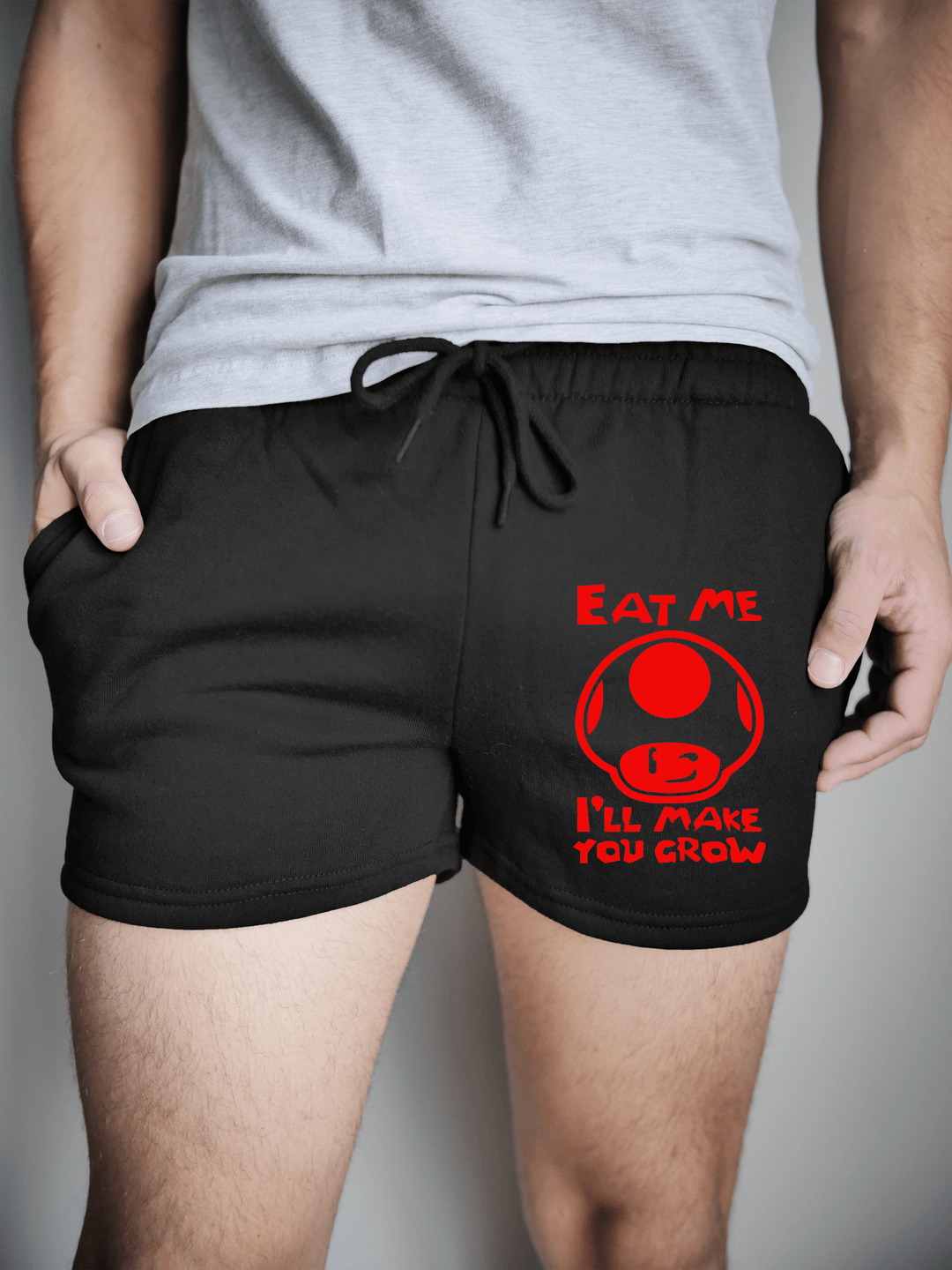 PixelThat Shorts S / Black / Front Red Mushroom Sweatshorts v2