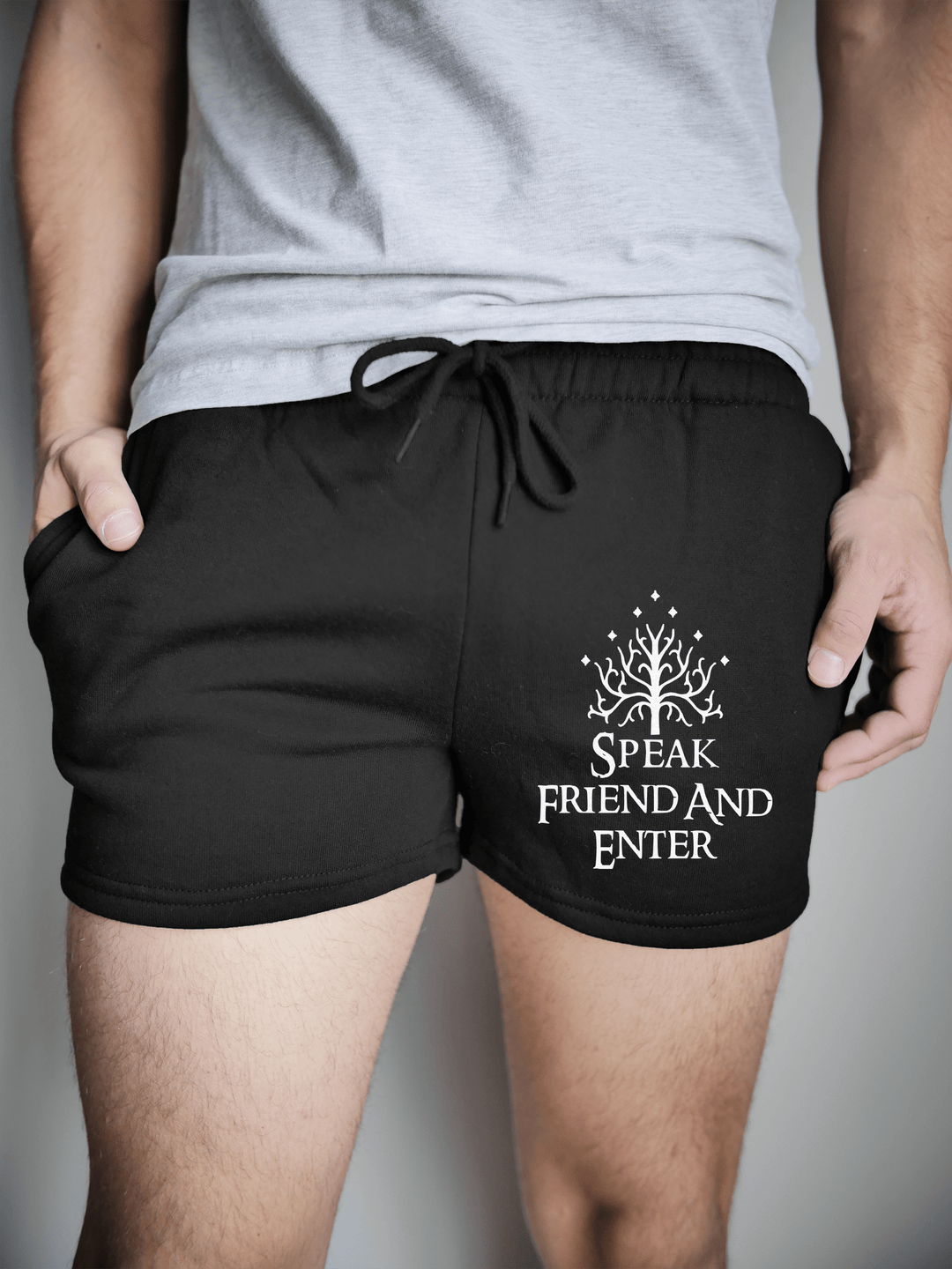 PixelThat Shorts S / Black / Front Speak Friend And Enter v2